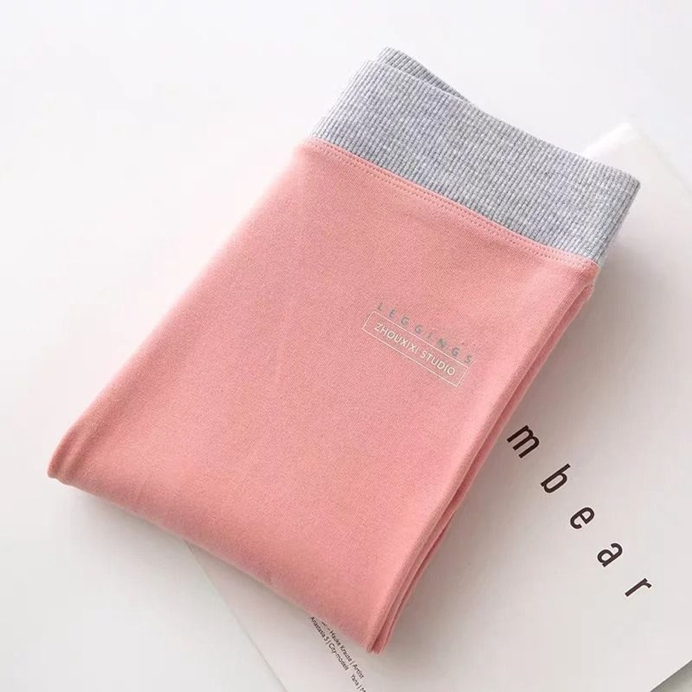Ribbed High Waist Cotton Leggings For Women Warm Autumn Winter Casual Pants 16
