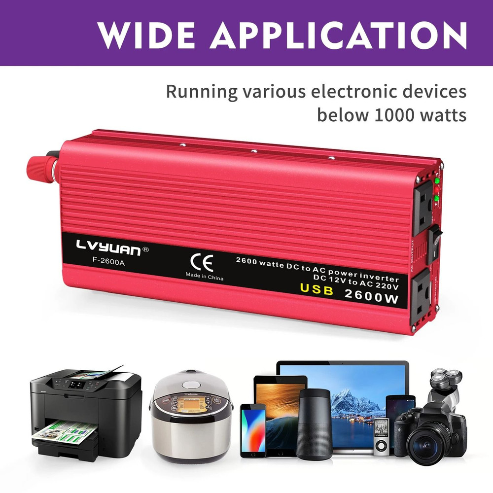 Car Inverter DC12V To AC110V Power Adapter Portable Outdoor Charger With US Socket 2