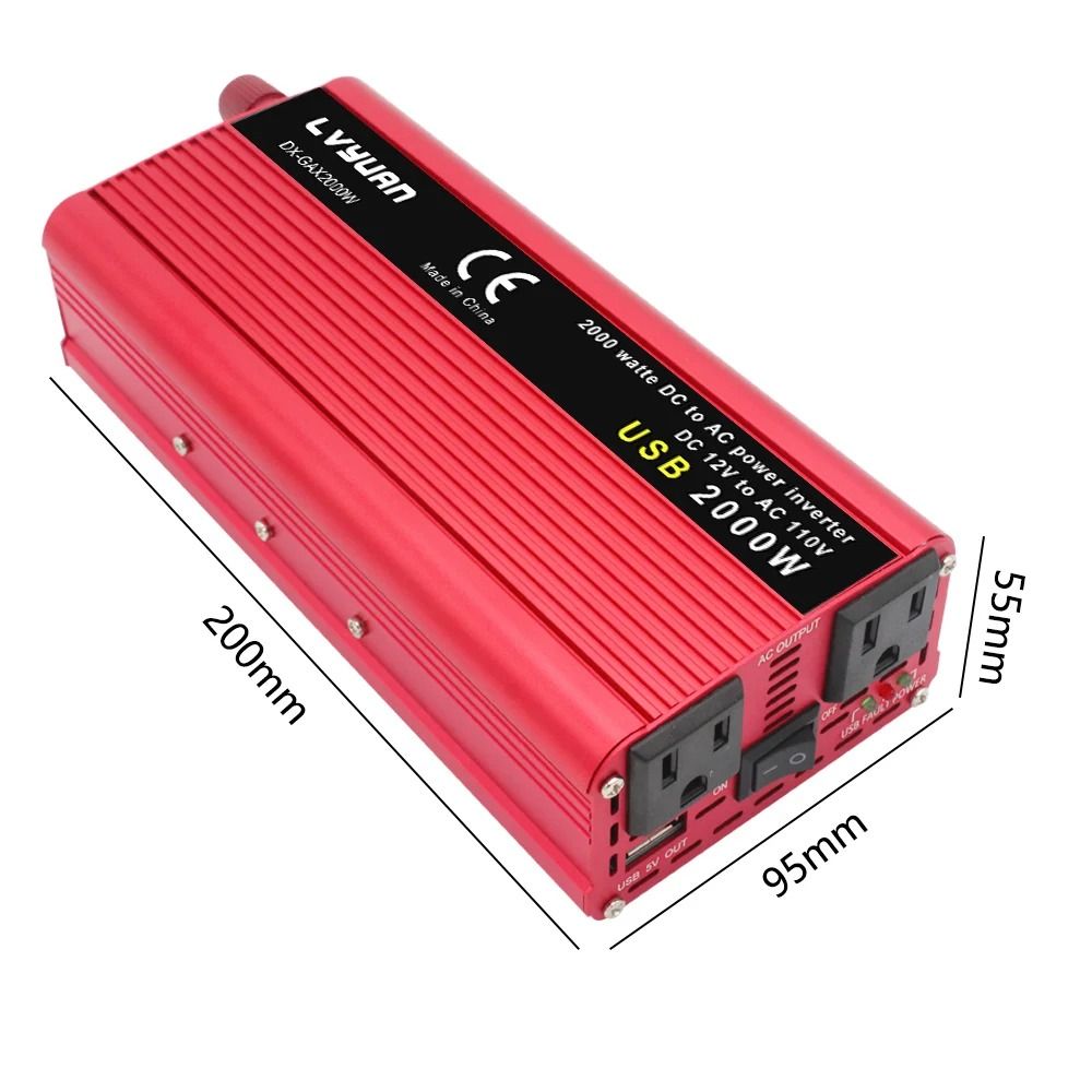 Car Inverter DC12V To AC110V Power Adapter Portable Outdoor Charger With US Socket 5