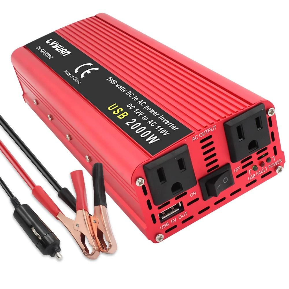 Car Inverter DC12V To AC110V Power Adapter Portable Outdoor Charger With US Socket 7