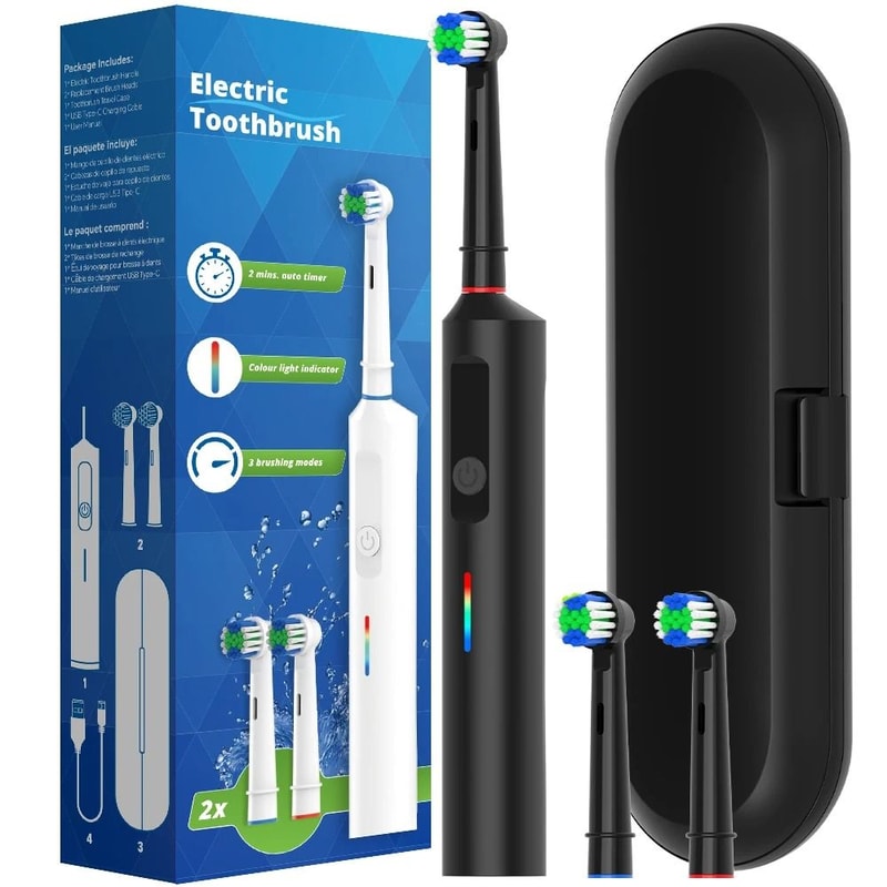 Intelligent Rotating Electric Toothbrush Rechargeable Rotary Toothbrush With Replacement Heads 0