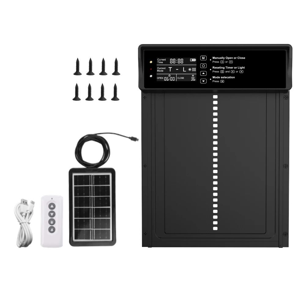 Solar Auto Chicken Coop Door With USB Charging Timer And Light Sensor 6
