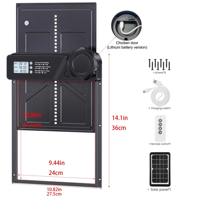 Solar Auto Chicken Coop Door With USB Charging Timer And Light Sensor 8