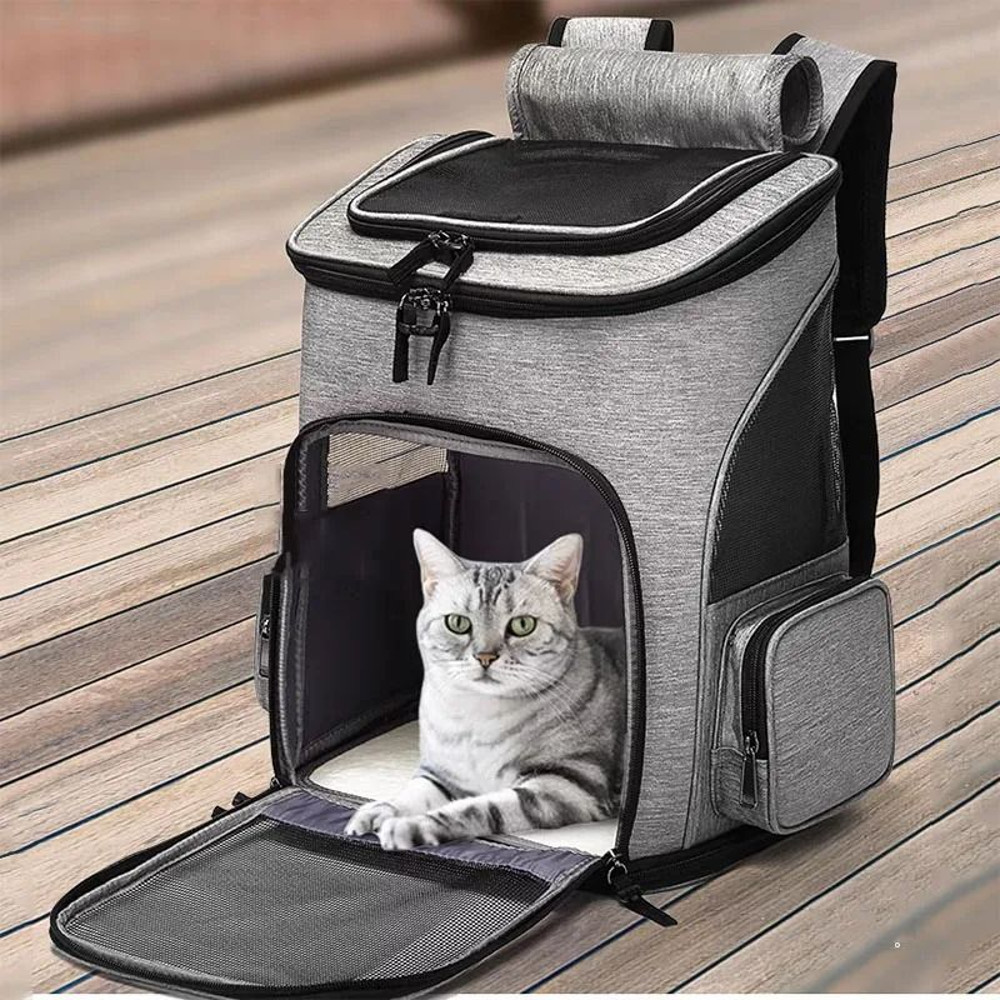 Breathable Cat Carrier Backpack Foldable Expandable Travel Bag For Cats And Small Dogs 0