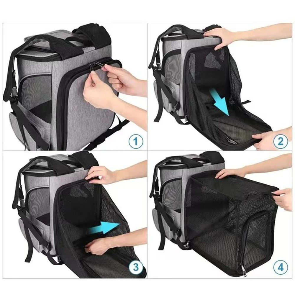 Breathable Cat Carrier Backpack Foldable Expandable Travel Bag For Cats And Small Dogs 2