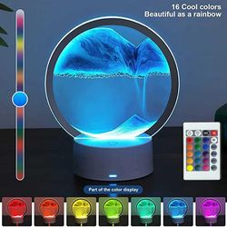 led rgb sandscape lamp 3d moving sand art night light with 16 colors and remote