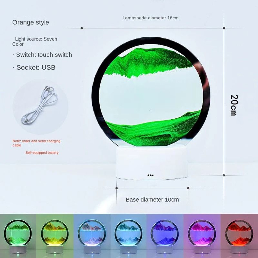 LED RGB Sandscape Lamp 3D Moving Sand Art Night Light With 16 Colors And Remote 9
