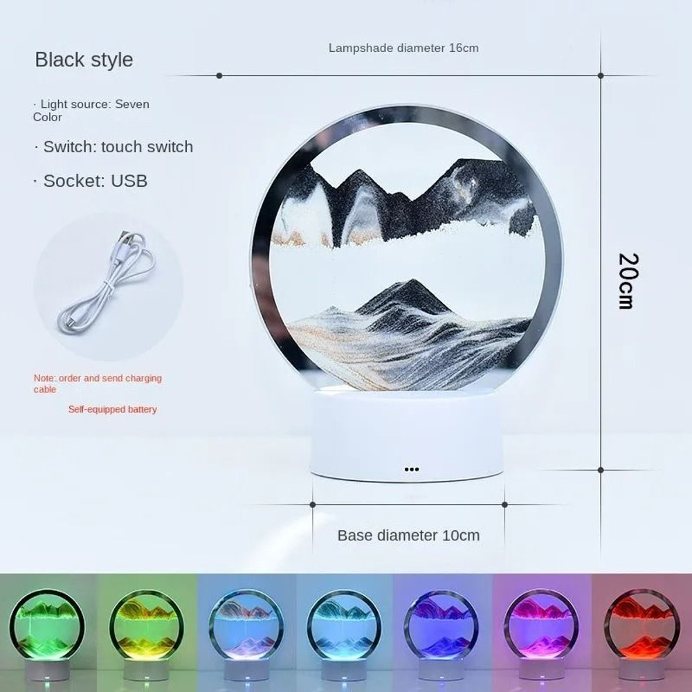 LED RGB Sandscape Lamp 3D Moving Sand Art Night Light With 16 Colors And Remote 10