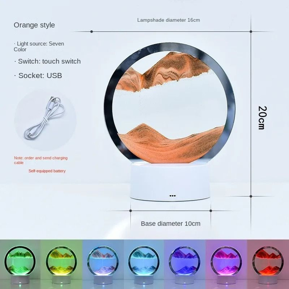 LED RGB Sandscape Lamp 3D Moving Sand Art Night Light With 16 Colors And Remote 11