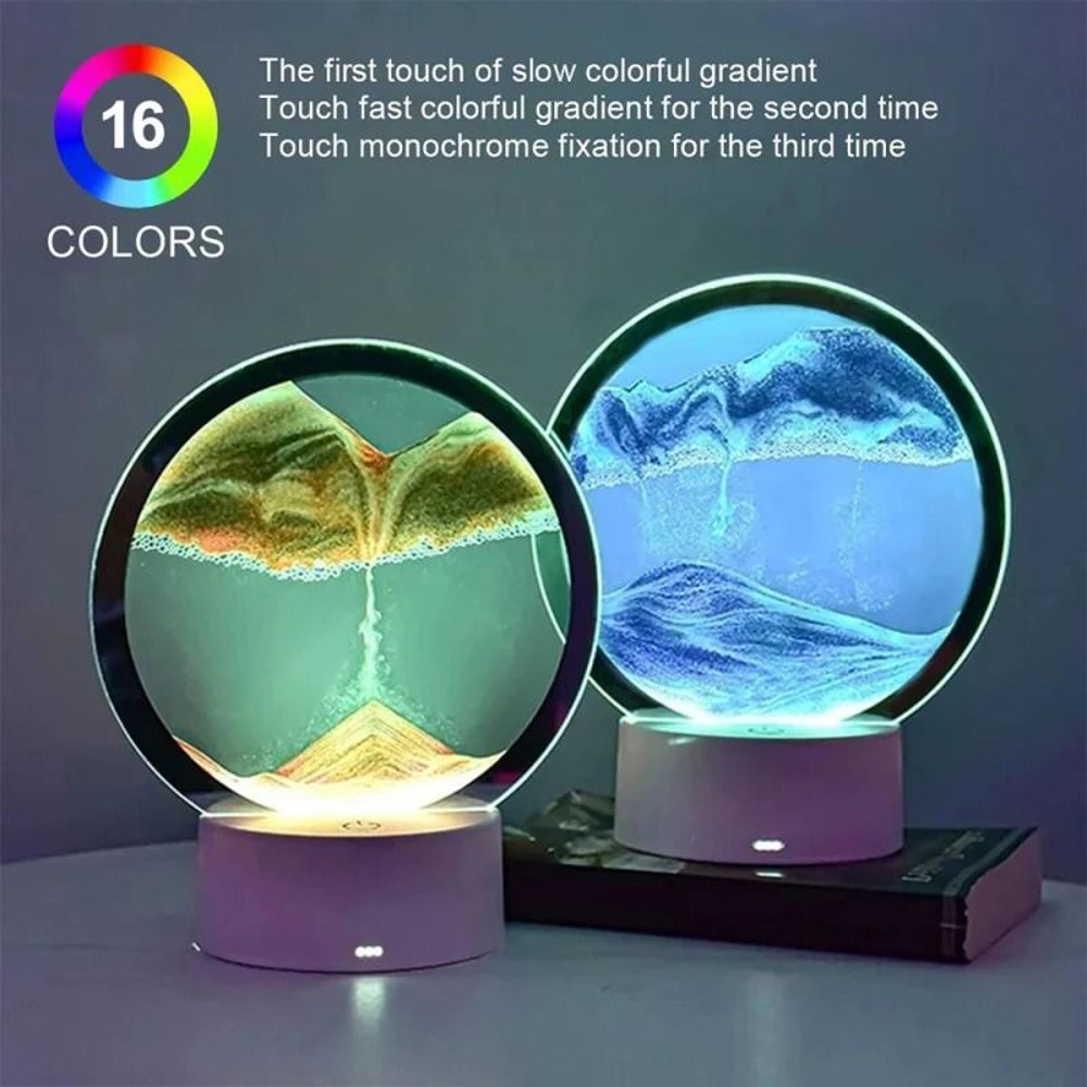 LED RGB Sandscape Lamp 3D Moving Sand Art Night Light With 16 Colors And Remote 2