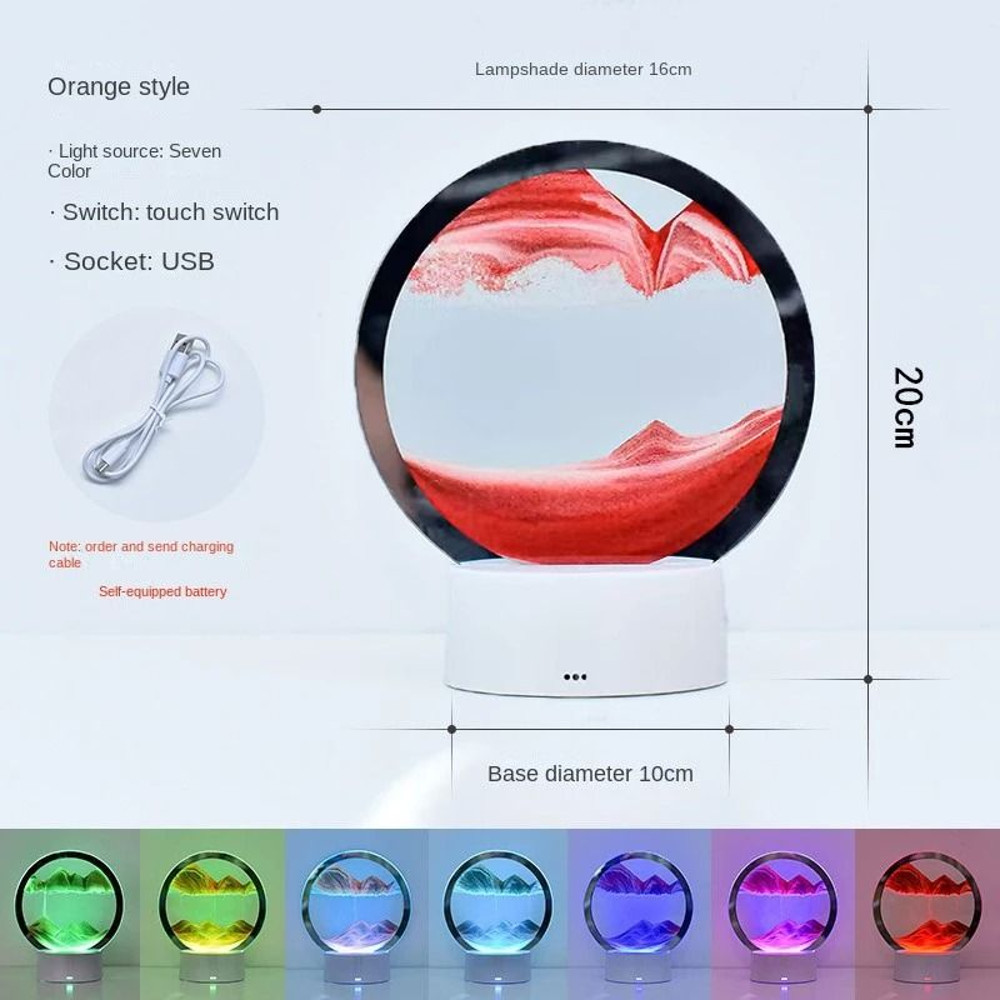 LED RGB Sandscape Lamp 3D Moving Sand Art Night Light With 16 Colors And Remote 6