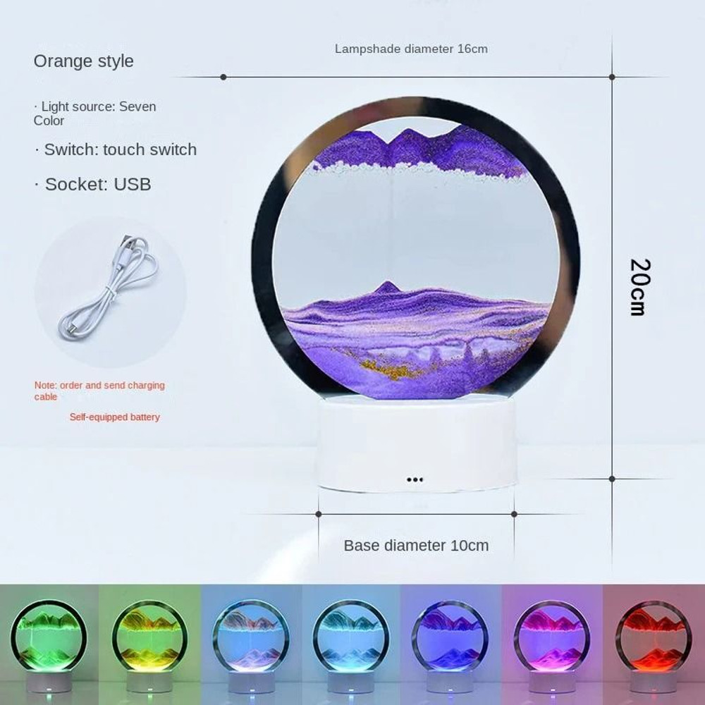 LED RGB Sandscape Lamp 3D Moving Sand Art Night Light With 16 Colors And Remote 8