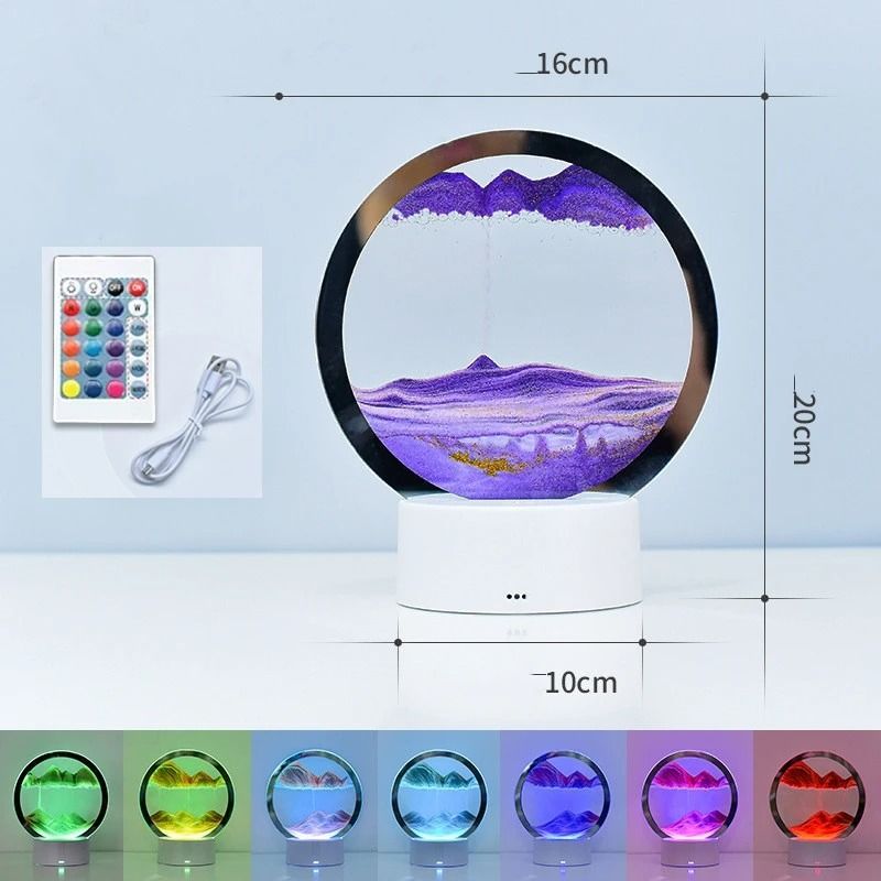LED RGB Sandscape Lamp 3D Moving Sand Art Night Light With 16 Colors And Remote 14