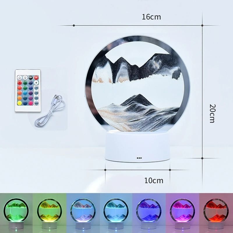 LED RGB Sandscape Lamp 3D Moving Sand Art Night Light With 16 Colors And Remote 16