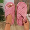 Corduroy Cross Strap Plush Indoor Slippers For Women And Men Ultra Soft Four Seasons Slides 9