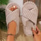 Corduroy Cross Strap Plush Indoor Slippers For Women And Men Ultra Soft Four Seasons Slides 10