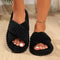Corduroy Cross Strap Plush Indoor Slippers For Women And Men Ultra Soft Four Seasons Slides 7