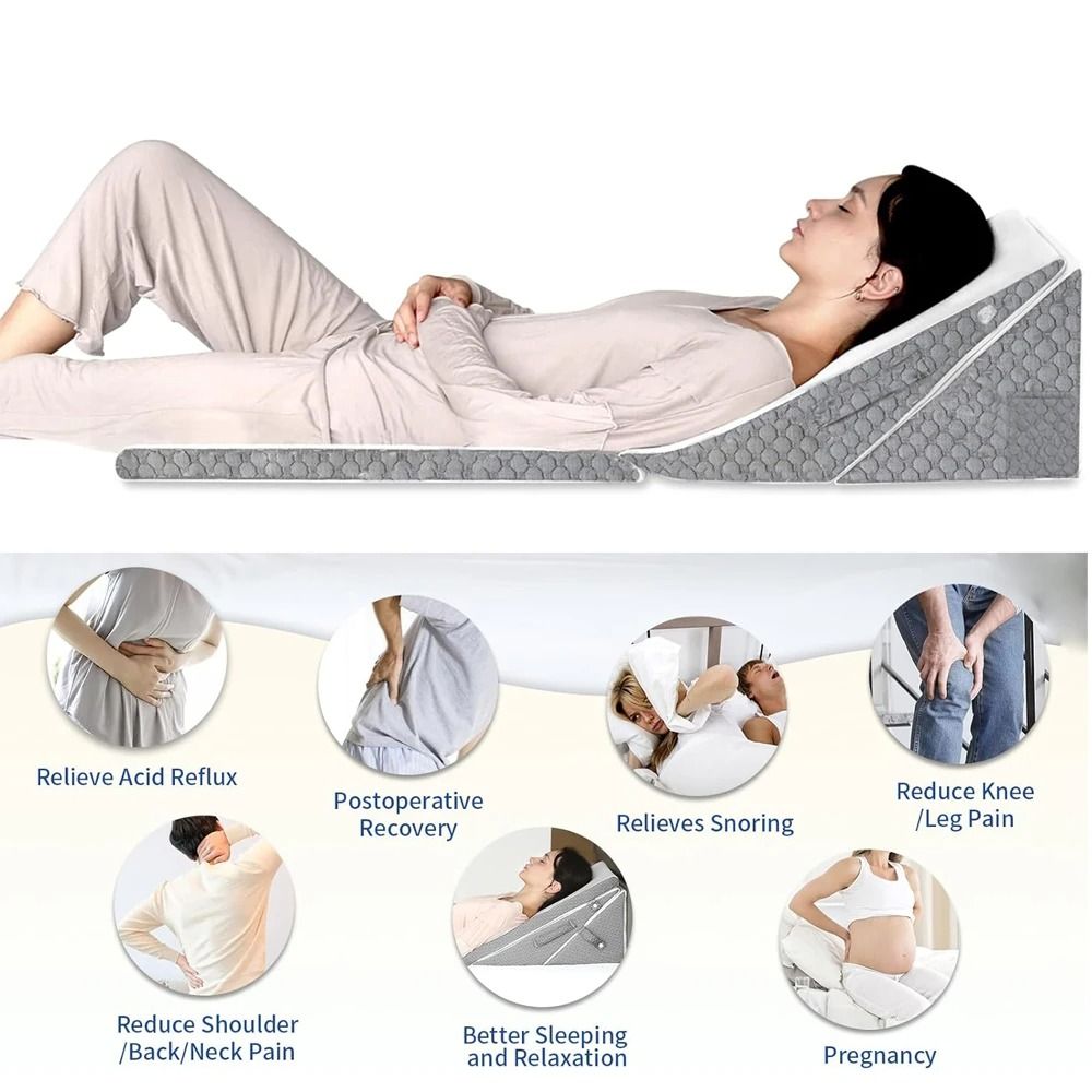 Wedge Pillow Set For Acid Reflux Snoring Back Knee Pain Adjustable Folding Triangle Pillow 2