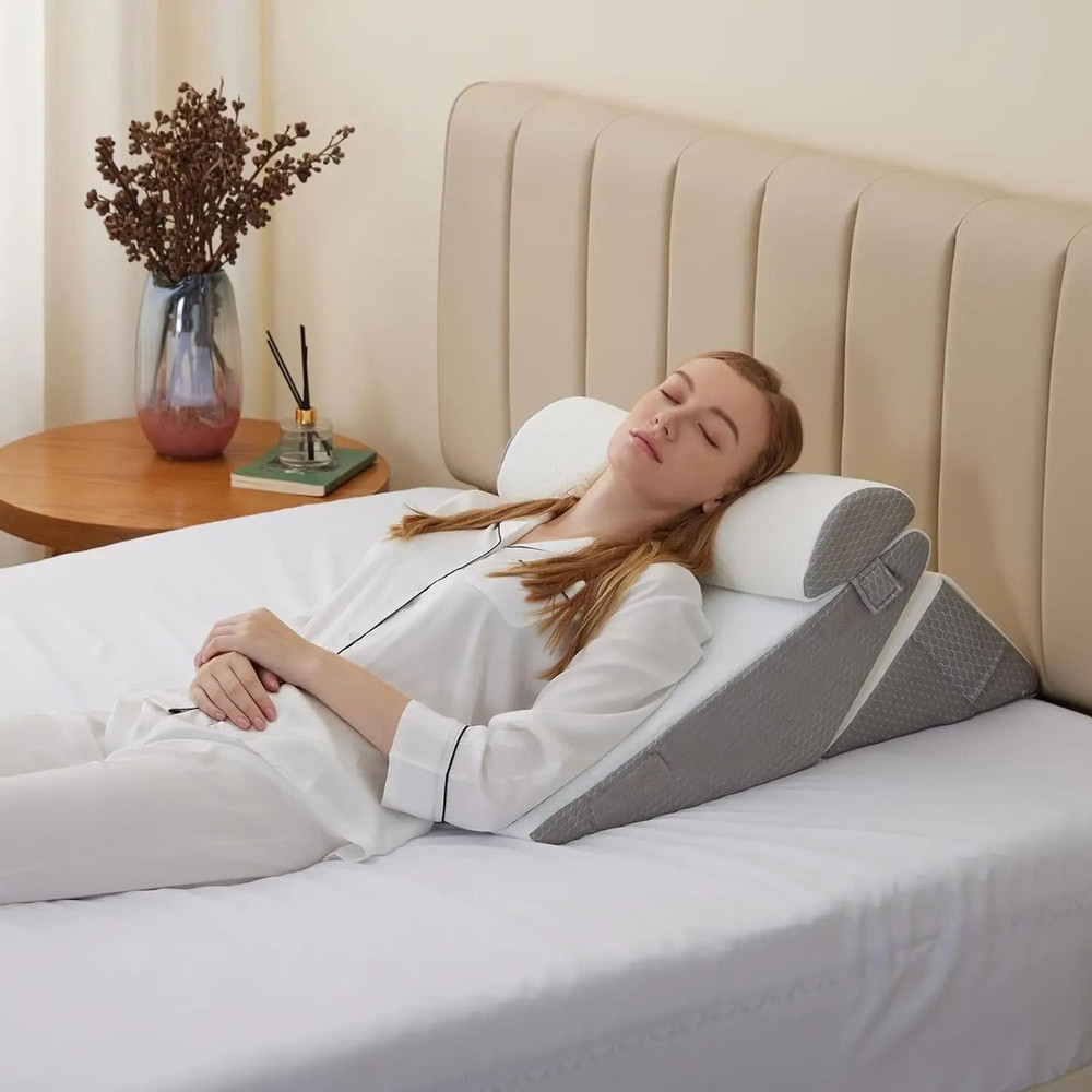 Wedge Pillow Set For Acid Reflux Snoring Back Knee Pain Adjustable Folding Triangle Pillow 4
