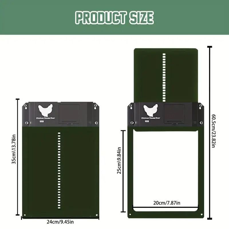 Automatic Chicken Coop Door With Light Sensor Battery Powered Opener For Poultry Supplies 7