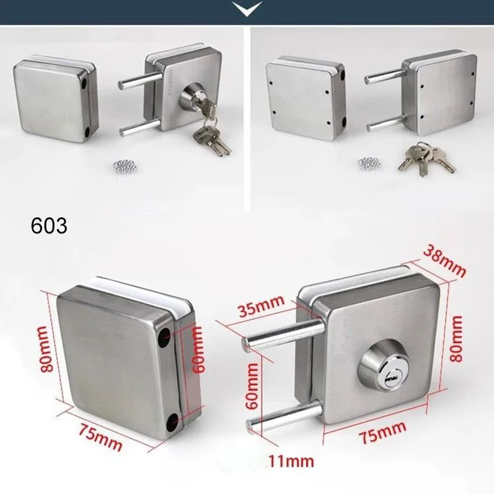 Stainless Steel Glass Door Lock For 10 To 12mm Doors With Double Side Access 7