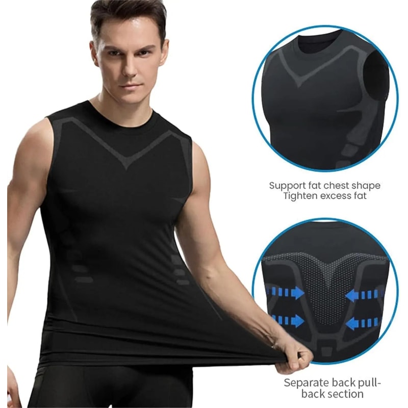 Summer Mens Compression Shaping Vest Sleeveless Body Shaper Tank Top 3