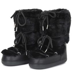 womens winter snow boots fur lined waterproof platform ski boots