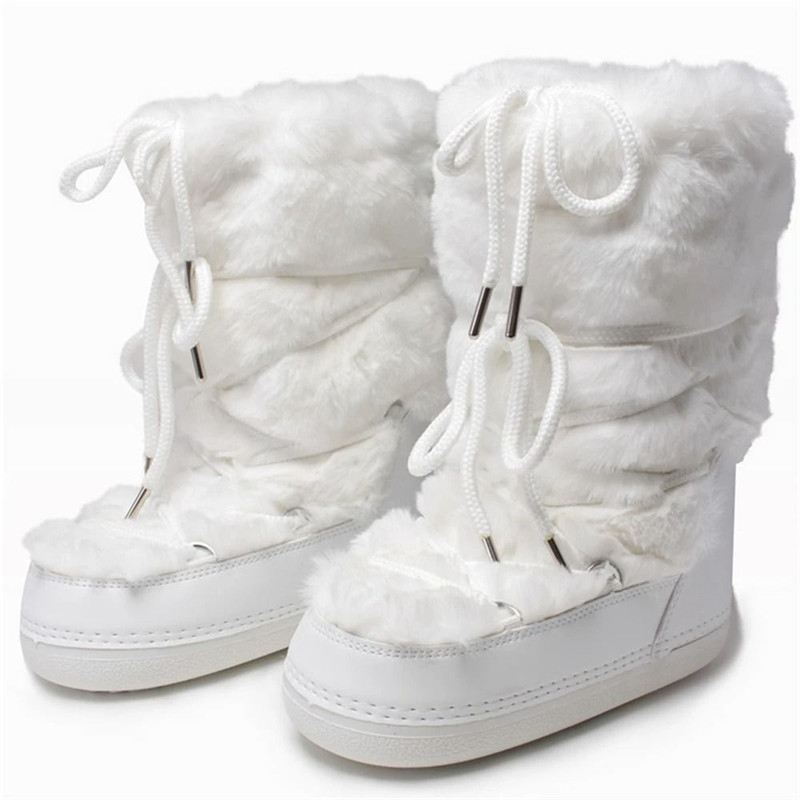 Womens Winter Snow Boots Fur Lined Waterproof Platform Ski Boots 9