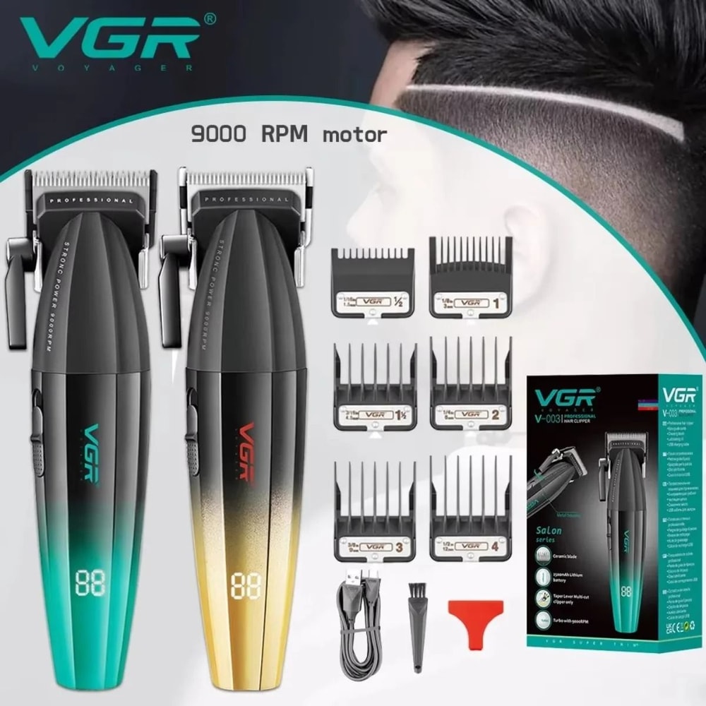 VGR Hair Trimmer Professional Clipper With Adjustable Blade And LED Display 0