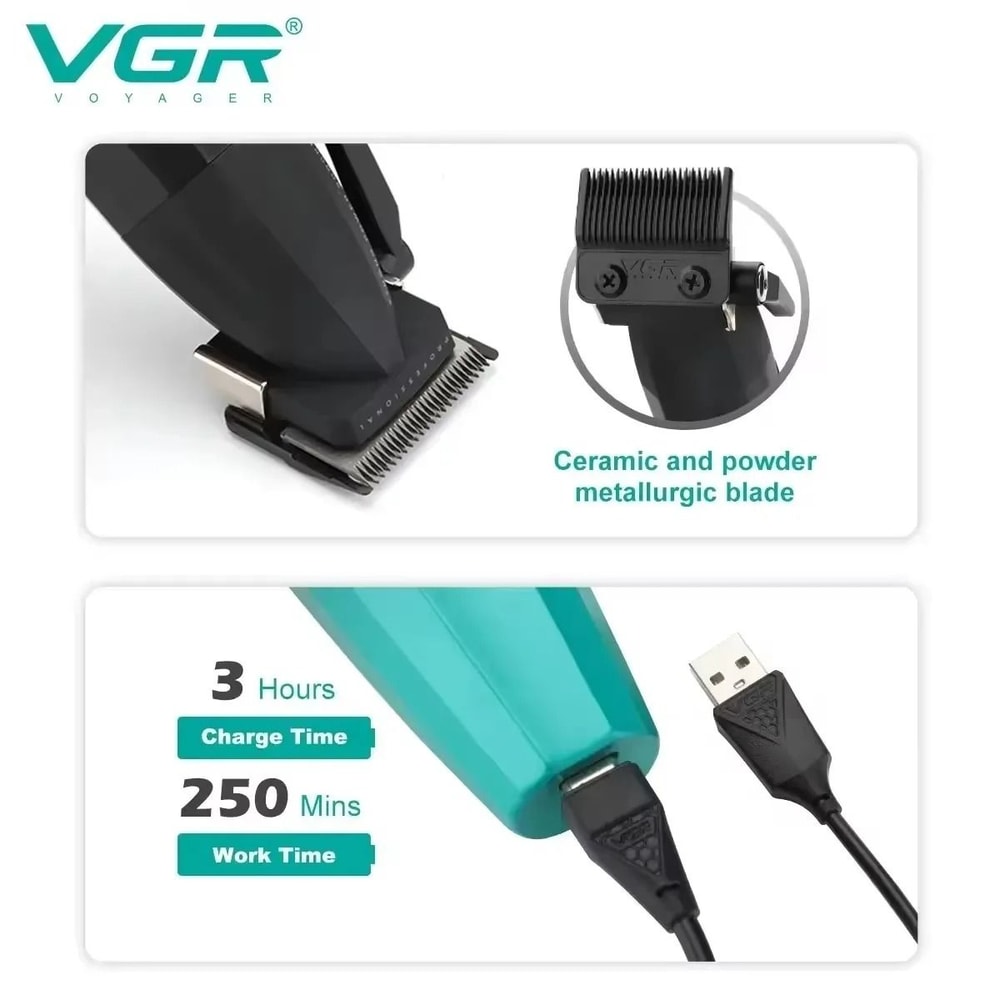 VGR Hair Trimmer Professional Clipper With Adjustable Blade And LED Display 5