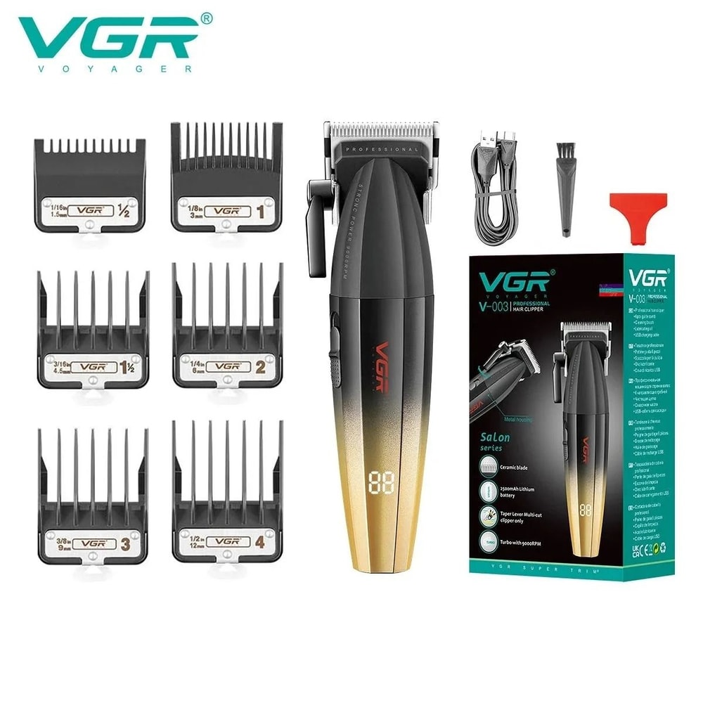 VGR Hair Trimmer Professional Clipper With Adjustable Blade And LED Display 6