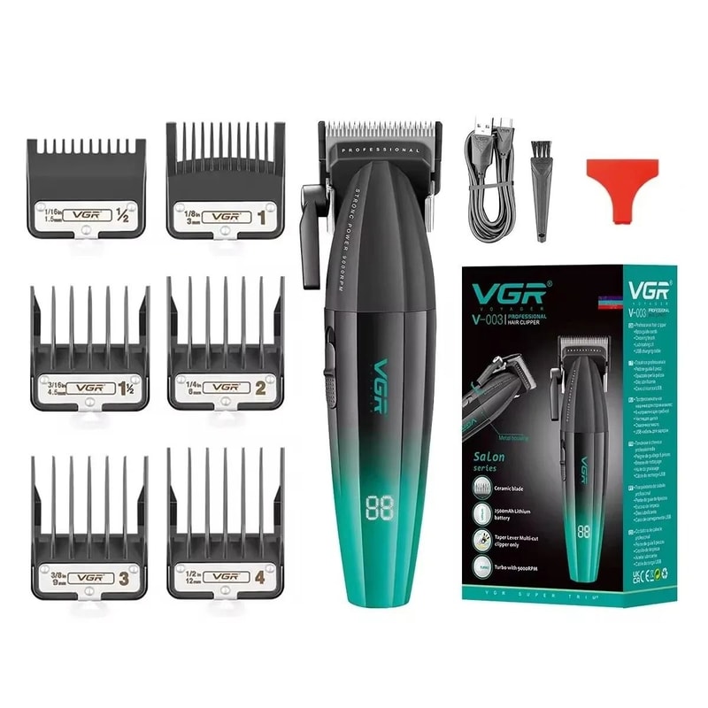 VGR Hair Trimmer Professional Clipper With Adjustable Blade And LED Display 8