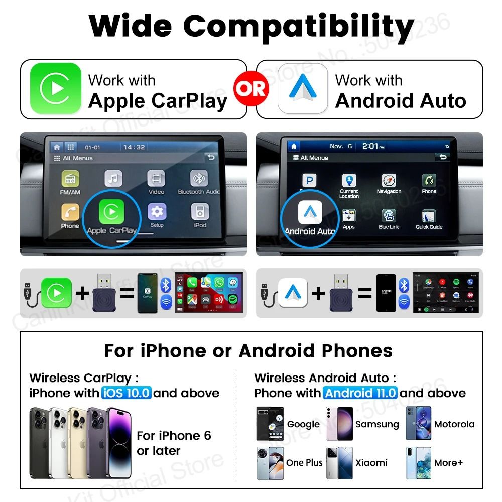 CarlinKit Mini Ultra Wireless CarPlay Adapter With Android Auto USB Plug And Play 1