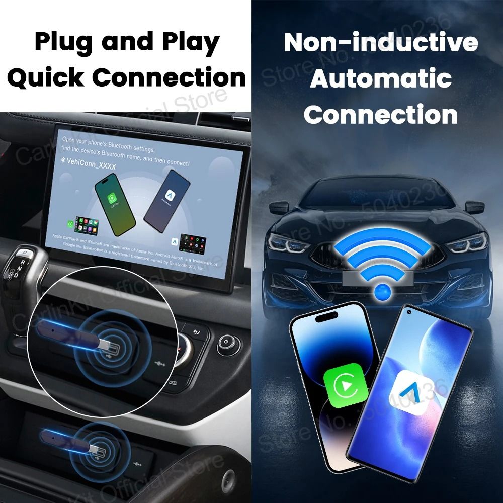CarlinKit Mini Ultra Wireless CarPlay Adapter With Android Auto USB Plug And Play 3