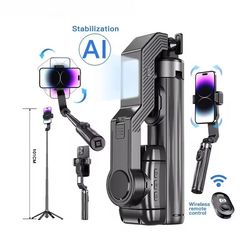 handheld gimbal stabilizer with tripod stand and wireless remote for iphone and android