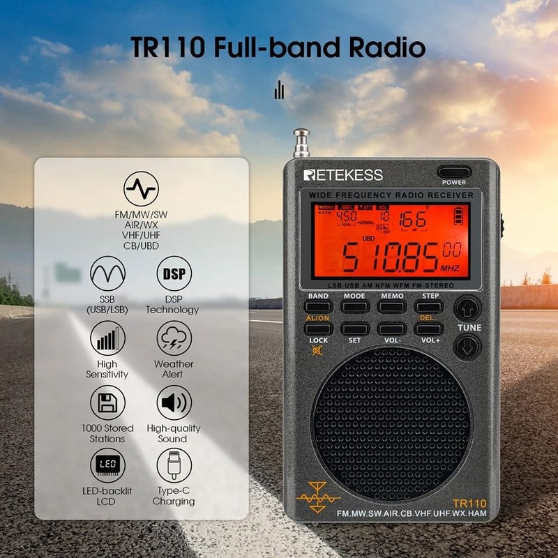 Retekess TR110 Portable Shortwave Radio With AM FM SSB And All Wave Band Receiver 1
