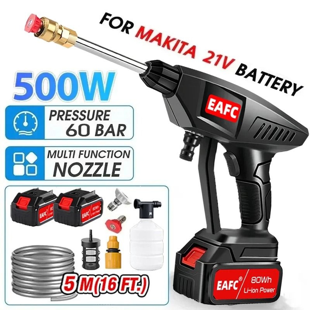500W Portable High Pressure Car Washer With Rechargeable Electric Water Gun And Foam Machine For 21 0