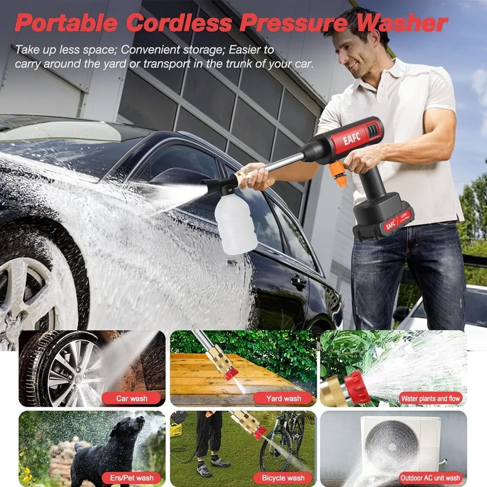 500W Portable High Pressure Car Washer With Rechargeable Electric Water Gun And Foam Machine For 21 2
