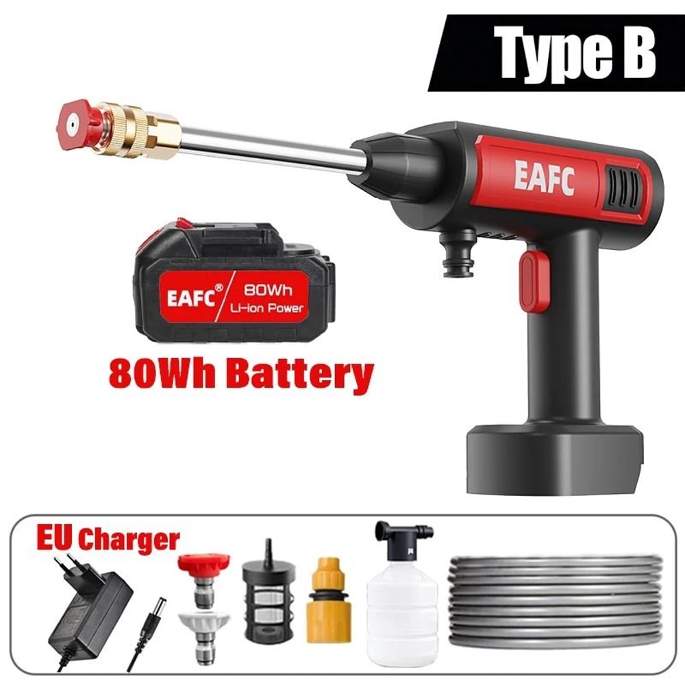 500W Portable High Pressure Car Washer With Rechargeable Electric Water Gun And Foam Machine For 21 6