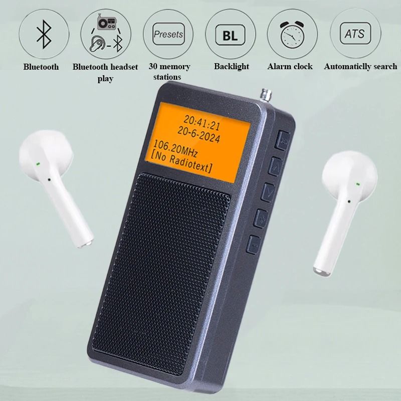 Mini Portable Bluetooth Radio With DSP FM Stereo And Alarm Clock Function 0