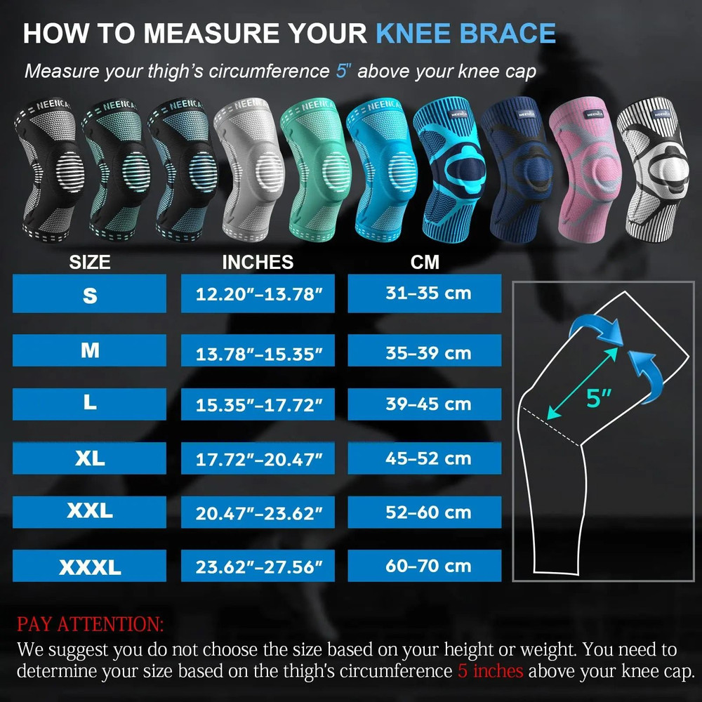 NEENCA Knee Brace Compression Sleeve For Pain Relief And Injury Recovery 4