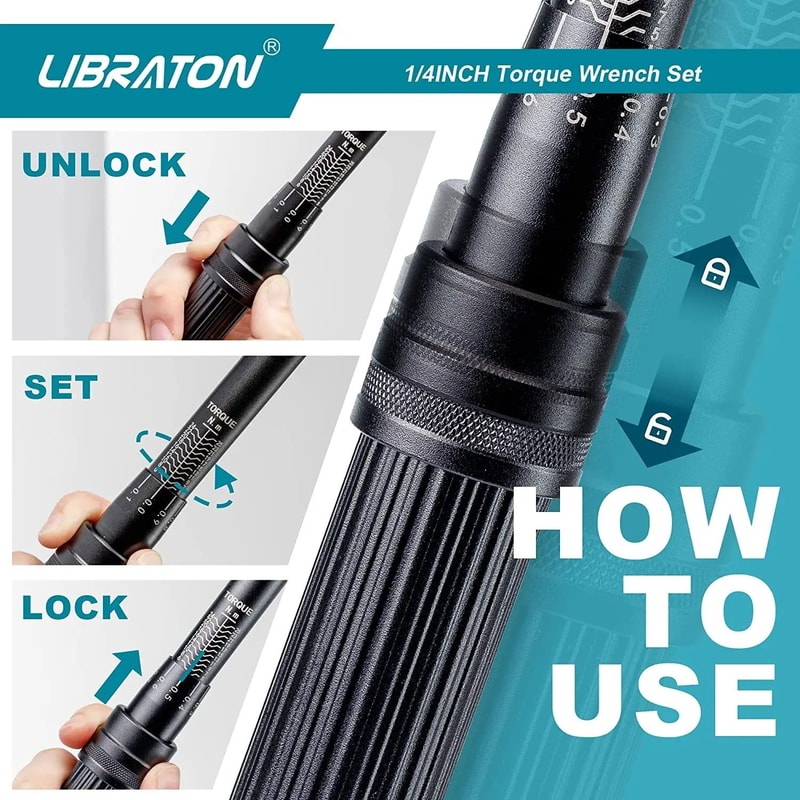 Bike Torque Wrench 1 4 Inch Drive Click Set With Hex Torx Bits And Extension Bar 4