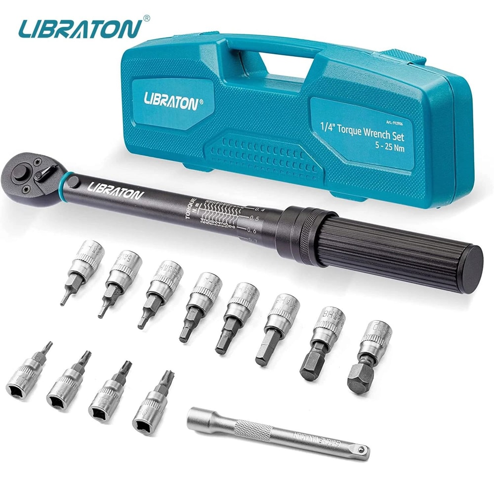 Bike Torque Wrench 1 4 Inch Drive Click Set With Hex Torx Bits And Extension Bar 6