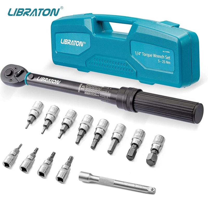 Bike Torque Wrench 1 4 Inch Drive Click Set With Hex Torx Bits And Extension Bar 6