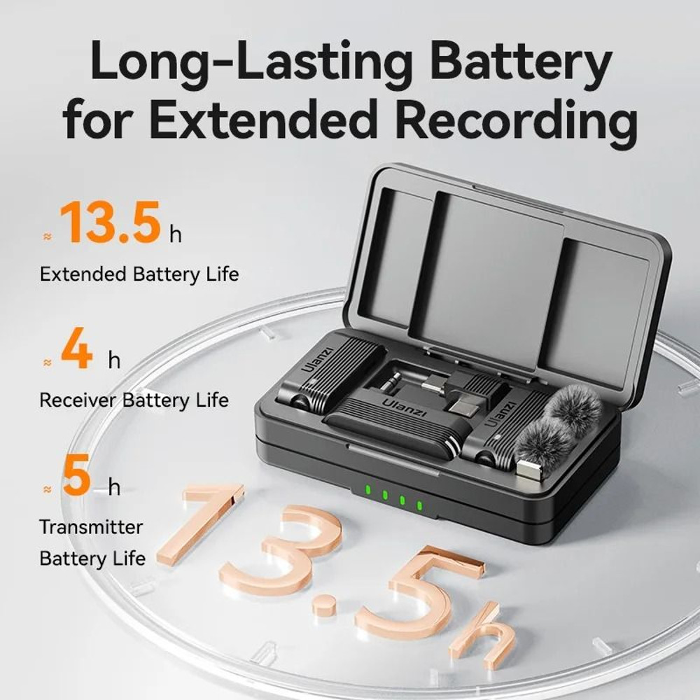 Ulanzi A100 Wireless Lavalier Microphone Kit With Charging Case 4