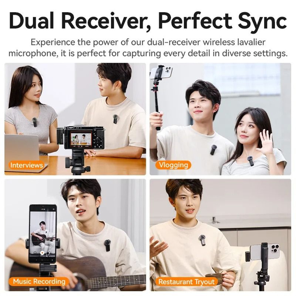 Ulanzi A100 Wireless Lavalier Microphone Kit With Charging Case 5
