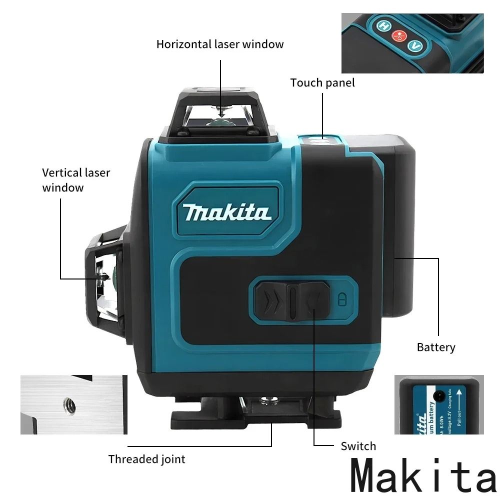 Makita High Precision 16 Line Green Laser Level With Wall Mount 5