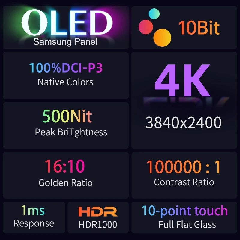 VCHANCE 16 Inch OLED 4K Touchscreen Portable Monitor With HDR 2