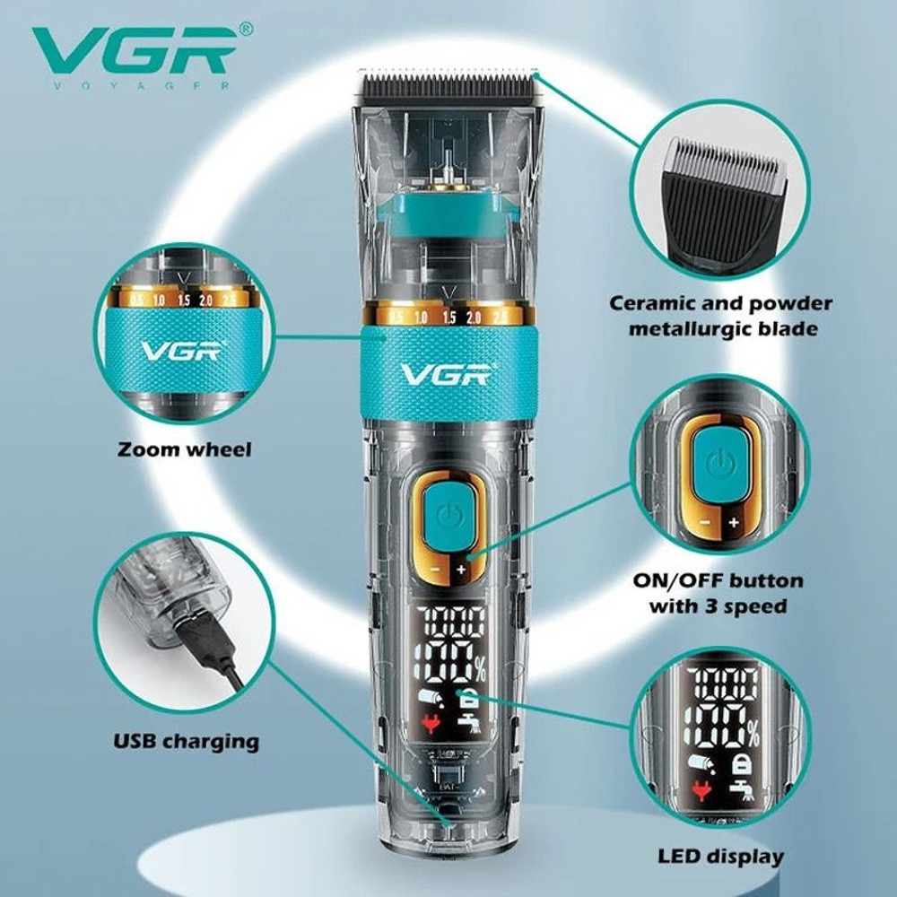 Cordless Professional Hair Trimmer For Men With 3 Adjustable Motor Speeds 2