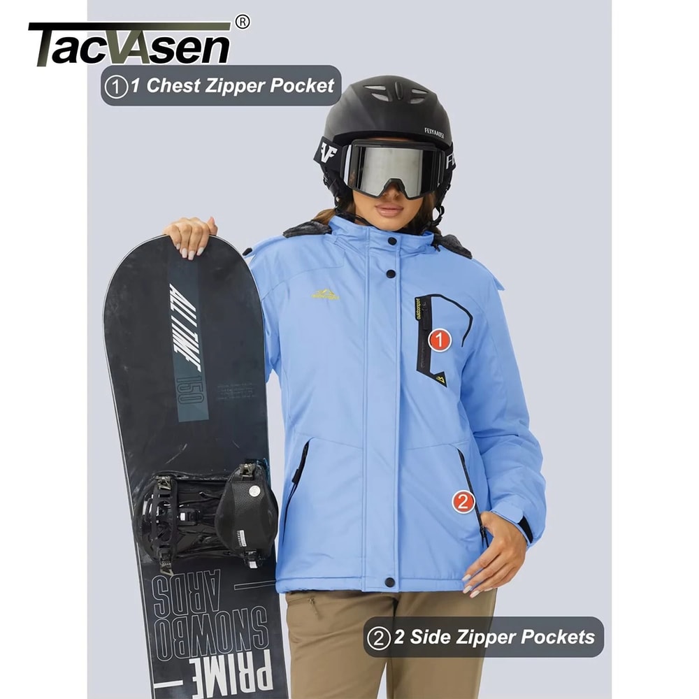 TACVASEN Women Winter Ski Snowboard Jacket With Thermal Fleece And Waterproof Design 2